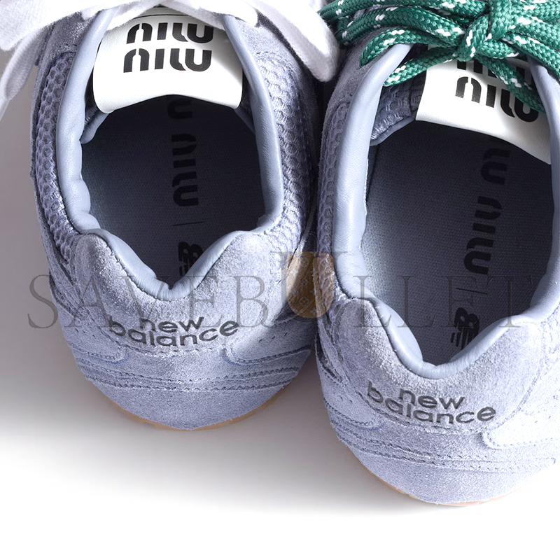 MIU MIU X NEW BALANCE 530 SL METALLIC LEATHER AND MESH SNEAKERS 5E165E